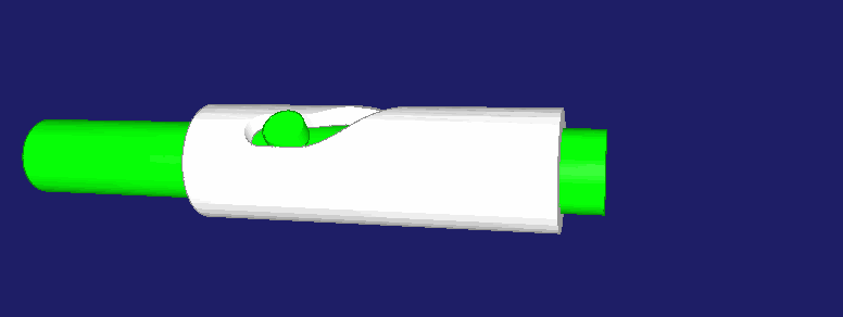 Zylinderkurve, bei der der Stößel angetrieben und die Drehbewegung der Kurve als Abtrieb verwendet wird
